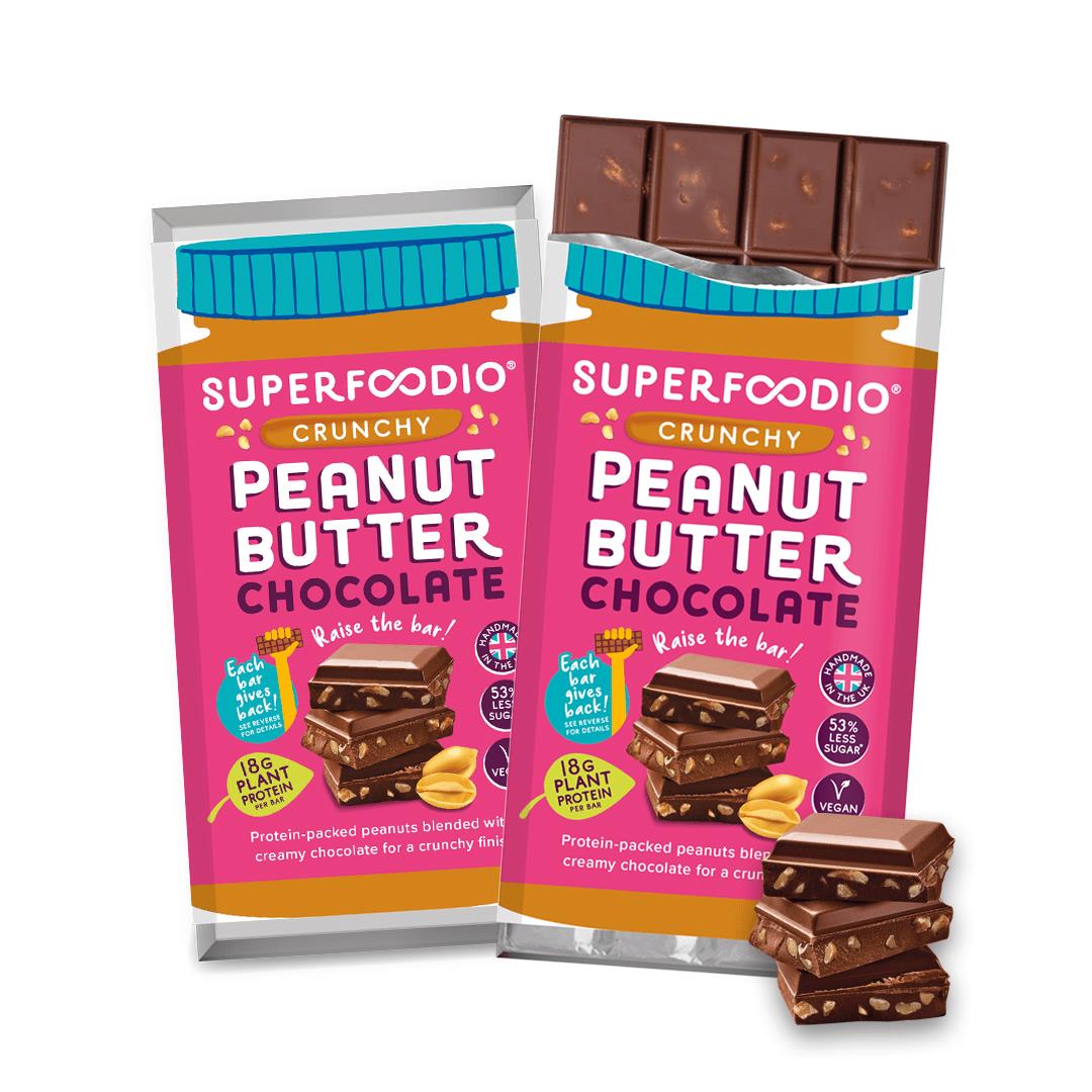 Image of (BEST BEFORE 03/11/2022) Superfoodio - Crunchy Peanut Butter Chocolate Bar (90g)