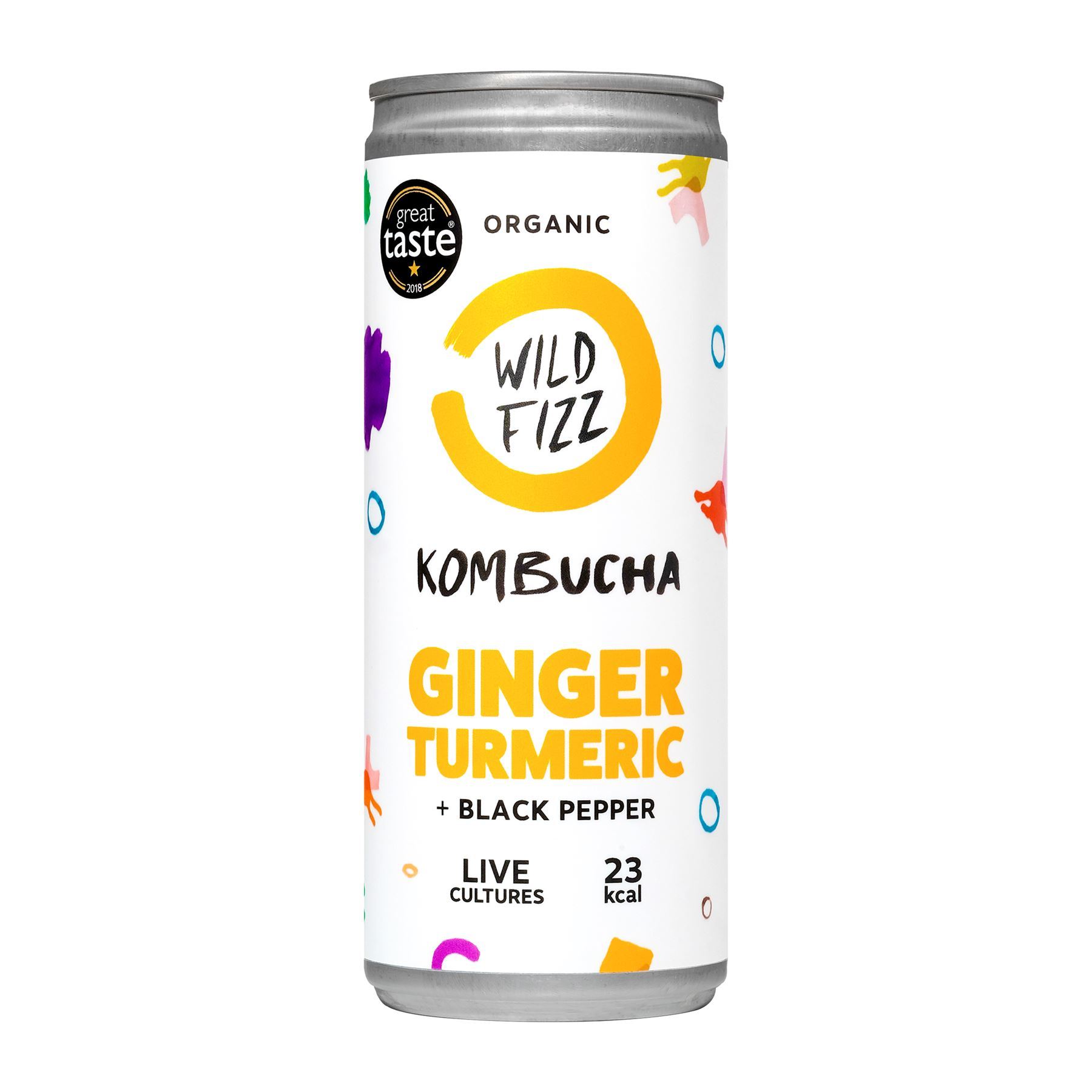 Wild Fizz - Organic Ginger Turmeric Kombucha Can (250ml) - The Vegan Kind