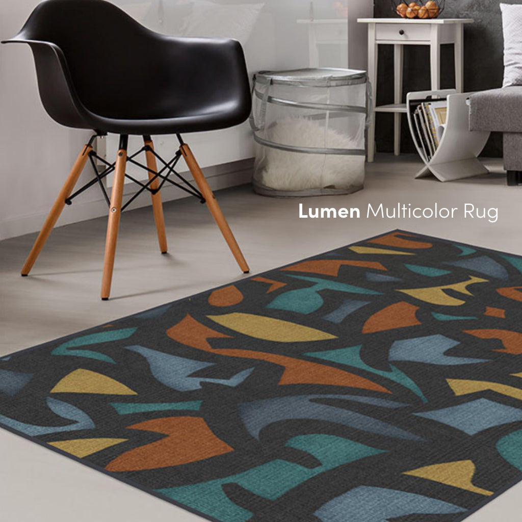 Lumen Multicolor Street Art Inspired Rug in Living Room