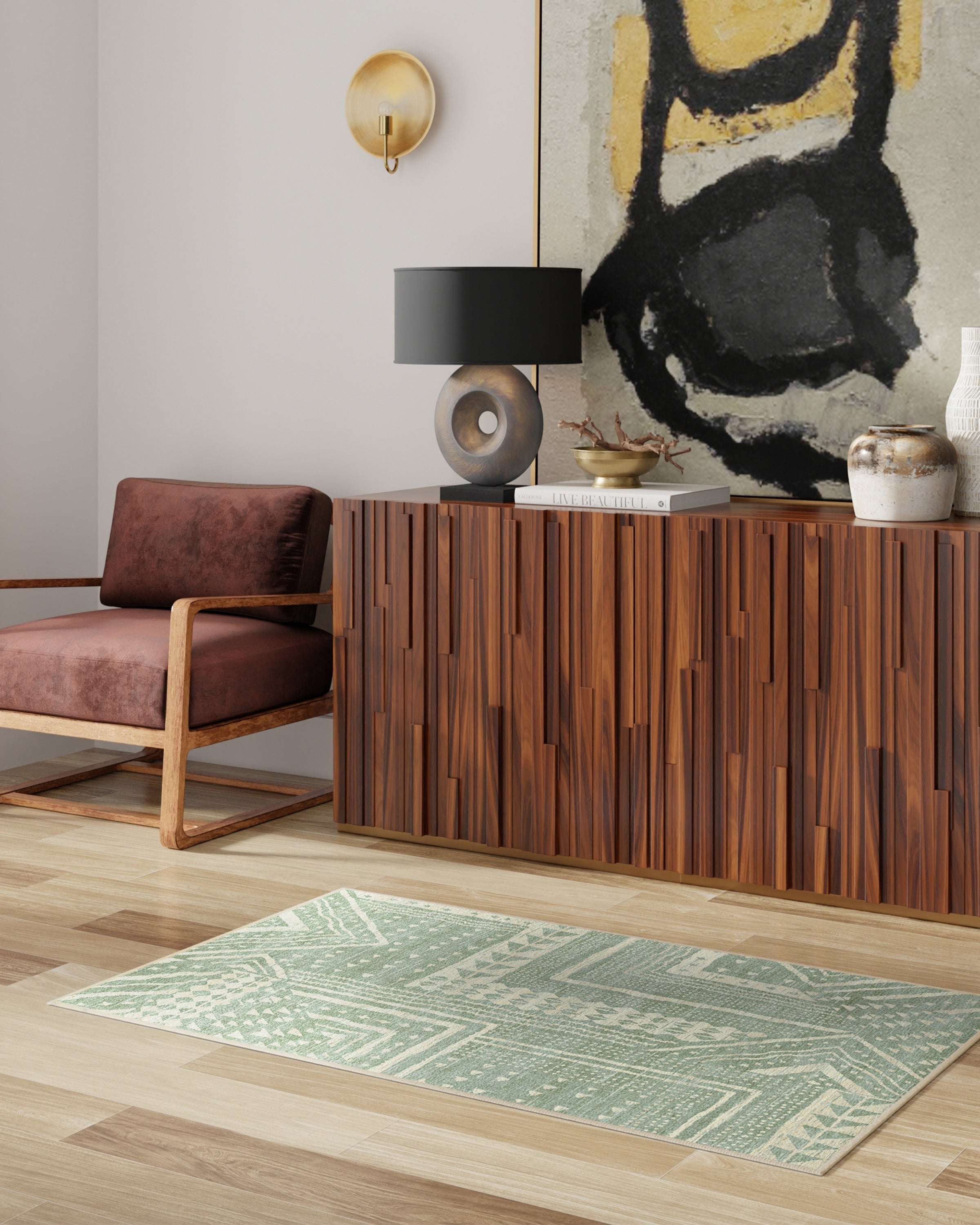 Malene Barnett Bogolan Sage Tufted Rug | Ruggable