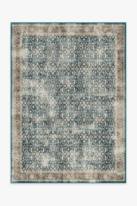 Celestine Teal Blue Rug Washable Rug Ruggable