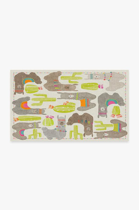 Llama Fun Natural Rug | Washable Rug | Ruggable