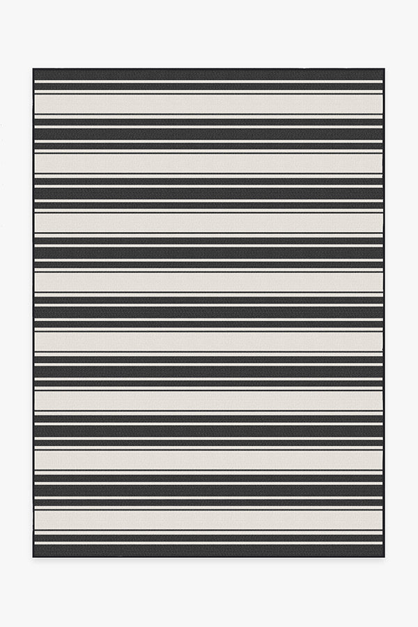 Outdoor Sailmaker Stripe Black Rug