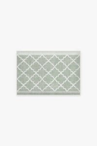 Etta Avenue Long Trellis Rectangular 100% Cotton Non-Slip Geometric Bath Rug Color: Silver
