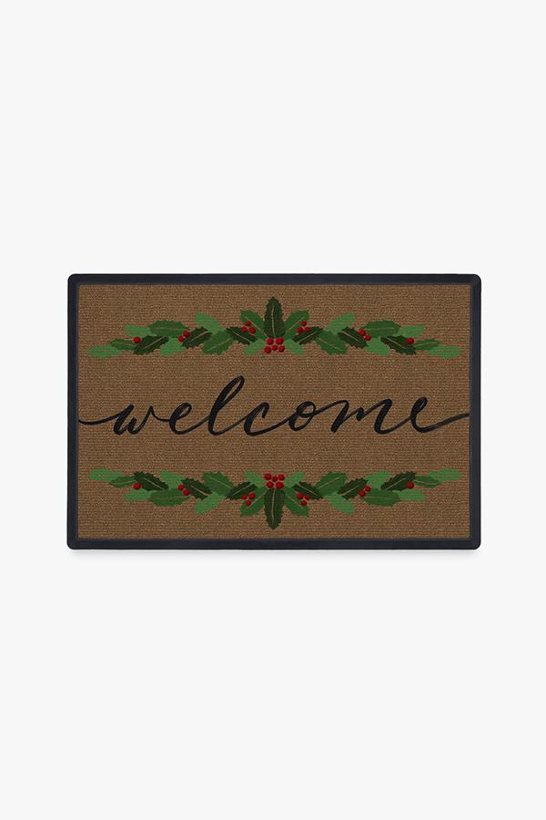 Three Pine Tree Coir Doormat Winter Welcome / Outdoor Lover