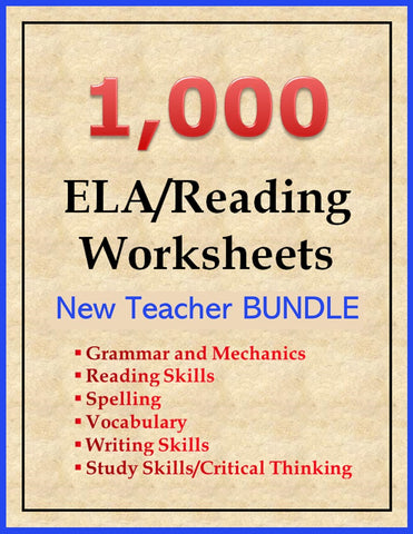 1000 ela and reading worksheets bundle pennington publishing