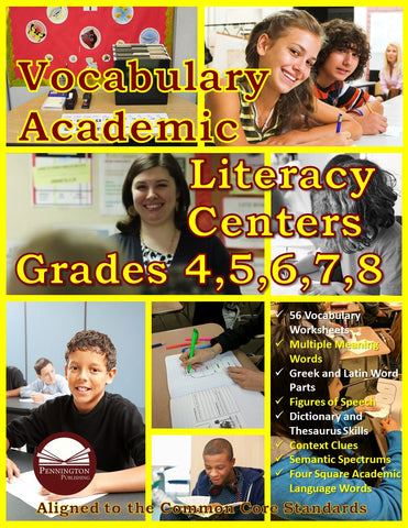 vocabulary academic literacy center grades 4 5 6 7 and 8 pennington publishing