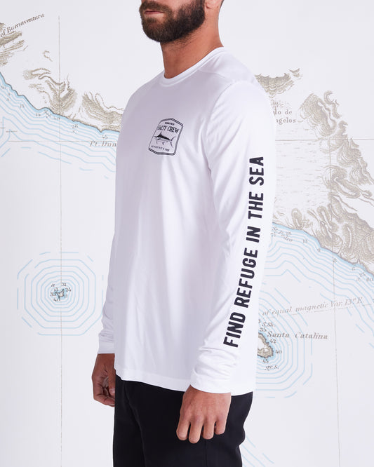 Chart Your Own Course Egret Sun Block Beach Shirt Mens Long Sleeve