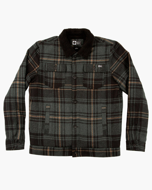 front view of Bait Barge Plaid Green Jacket