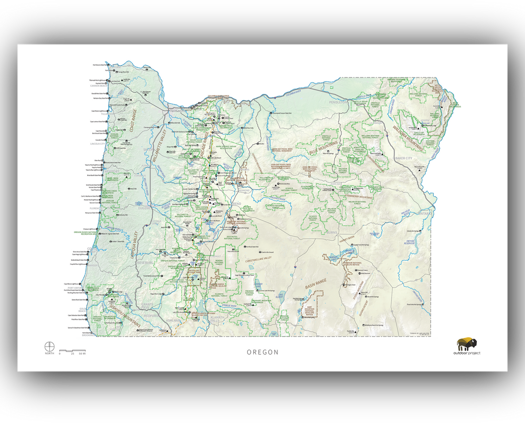 Who publishes a large map of Oregon?