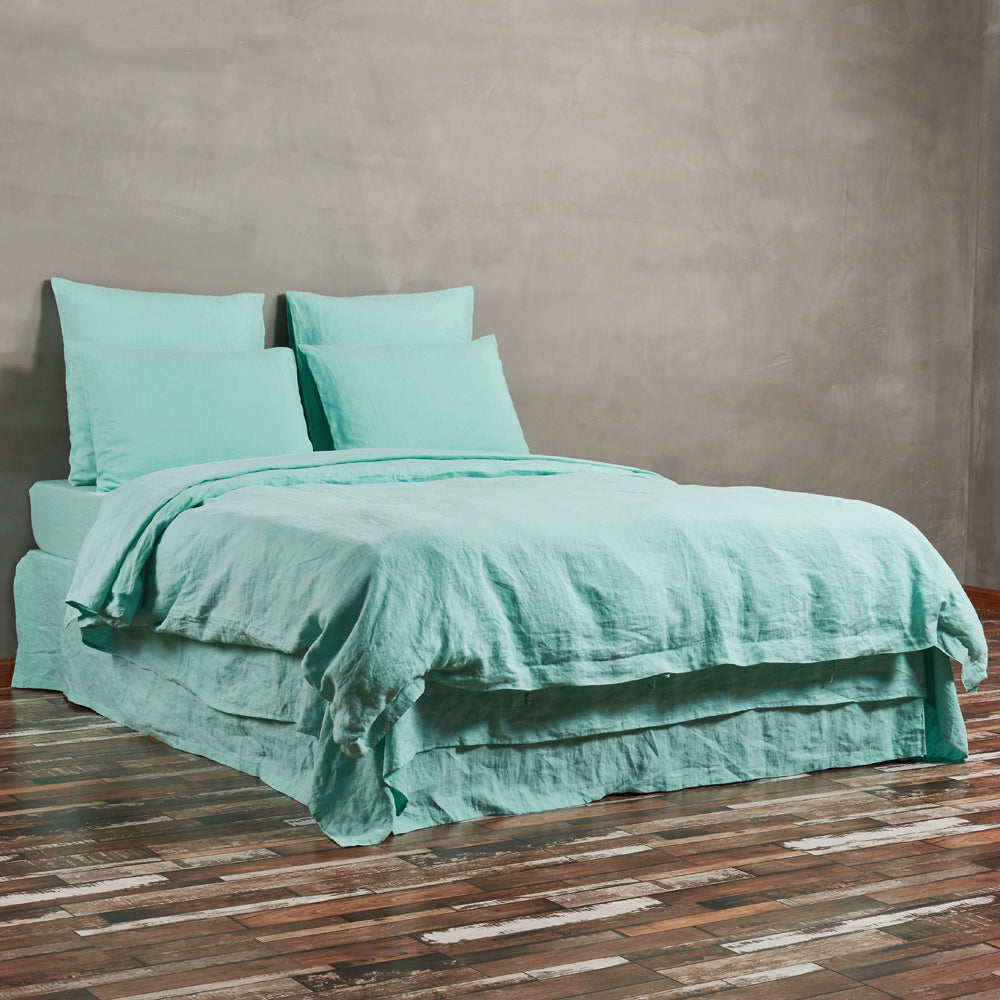 Linen Duvet Cover Aqua Green