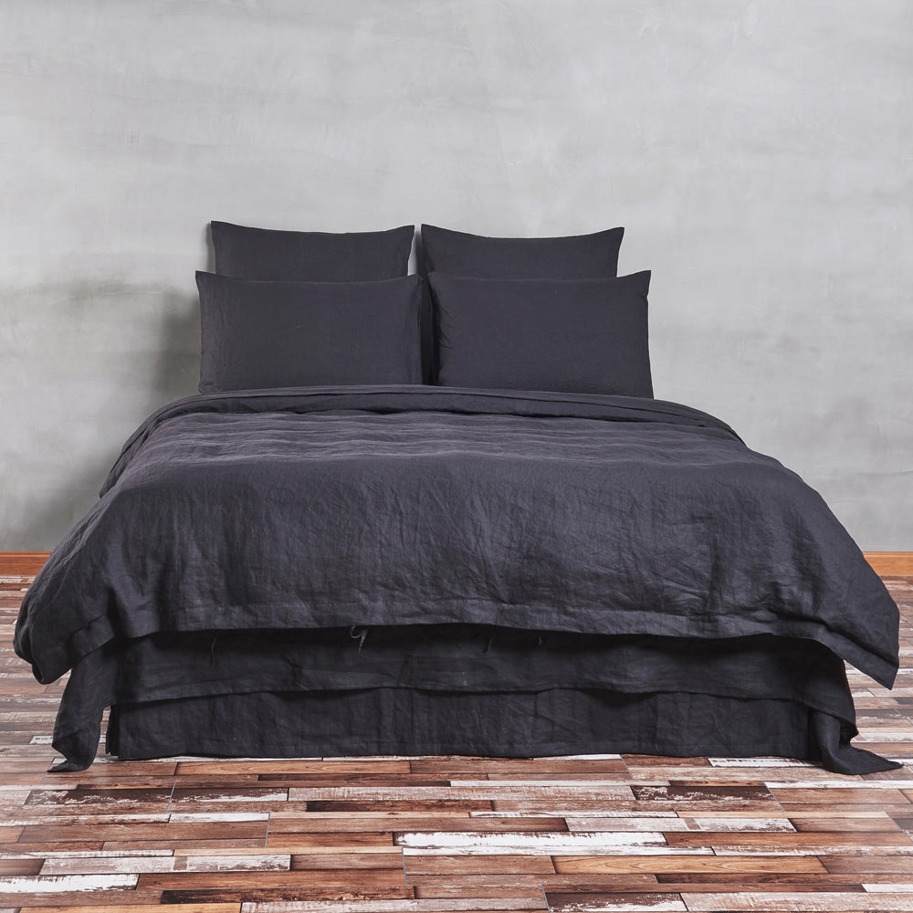 Linen Duvet Cover Jet-Black