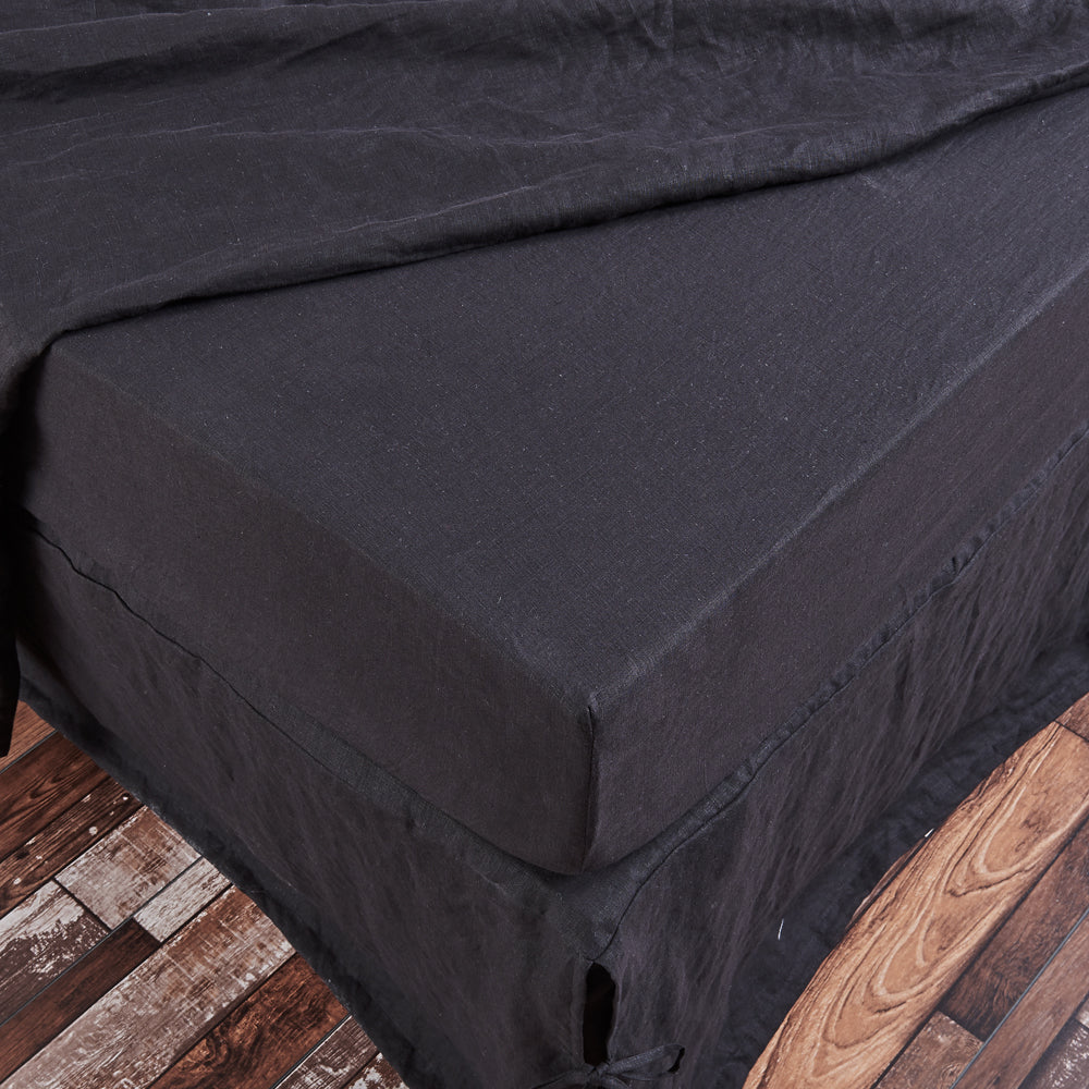 Linen Fitted Sheet Jet-Black