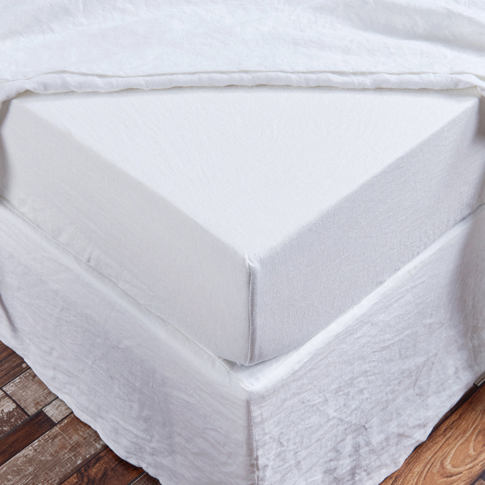 Linen Fitted Sheet Optic White