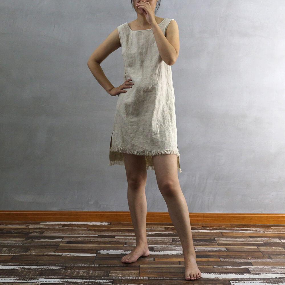 Frayed Edge Natural Dress