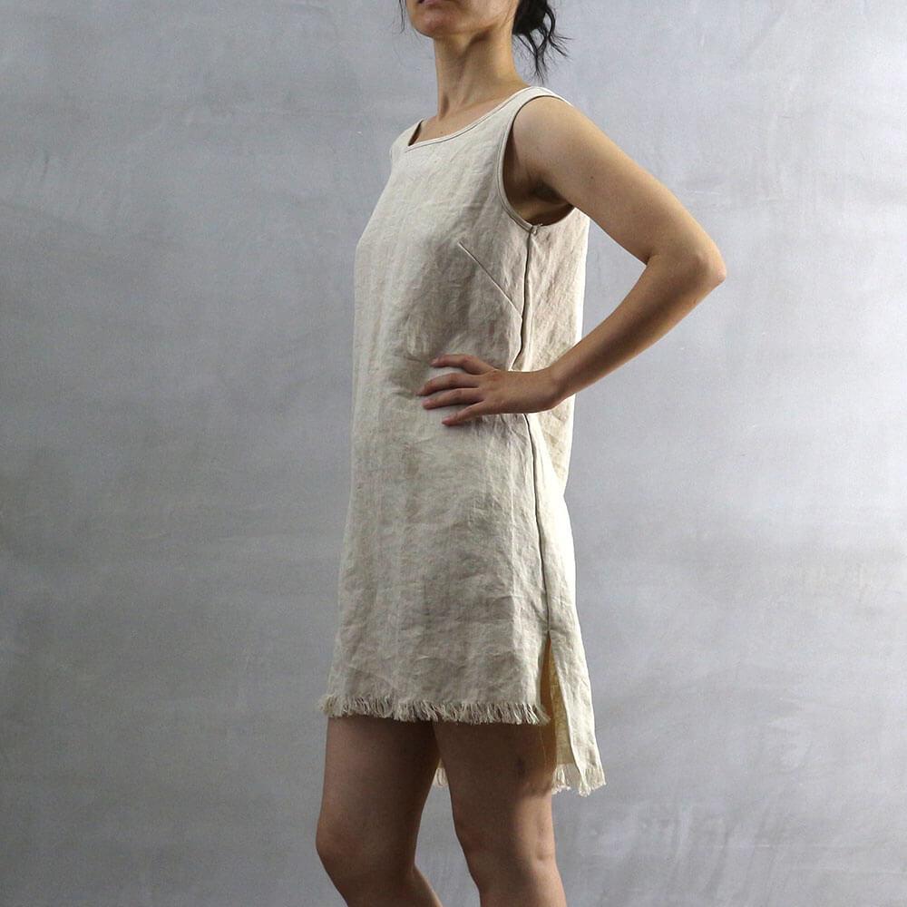 Frayed Edge Natural Dress