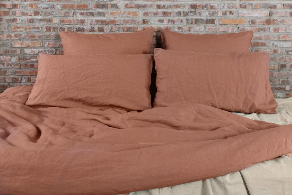 Housewife Linen Pillowcases Brick (set of 2)