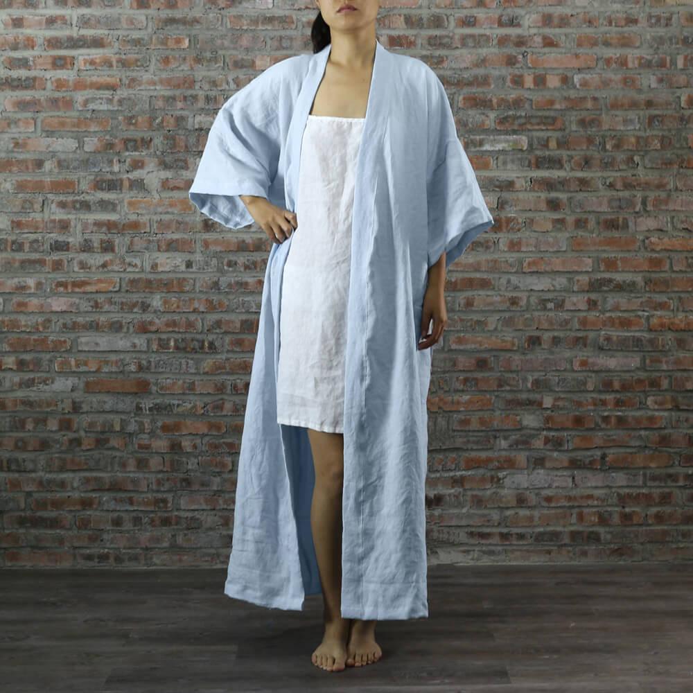 Linen Unisex Long Kimono Style Bathrobe