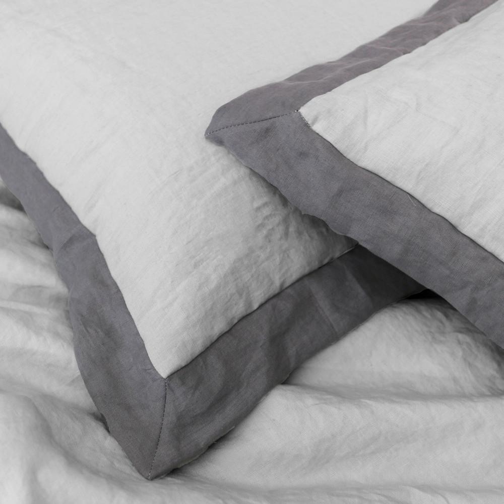 French Color Border Linen Pillowcases (set of 2)