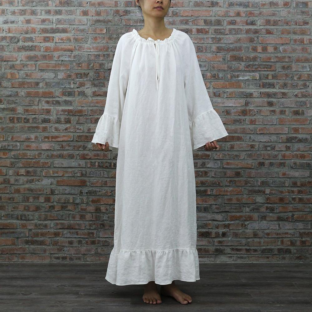 Raglan Long Linen Night Dress