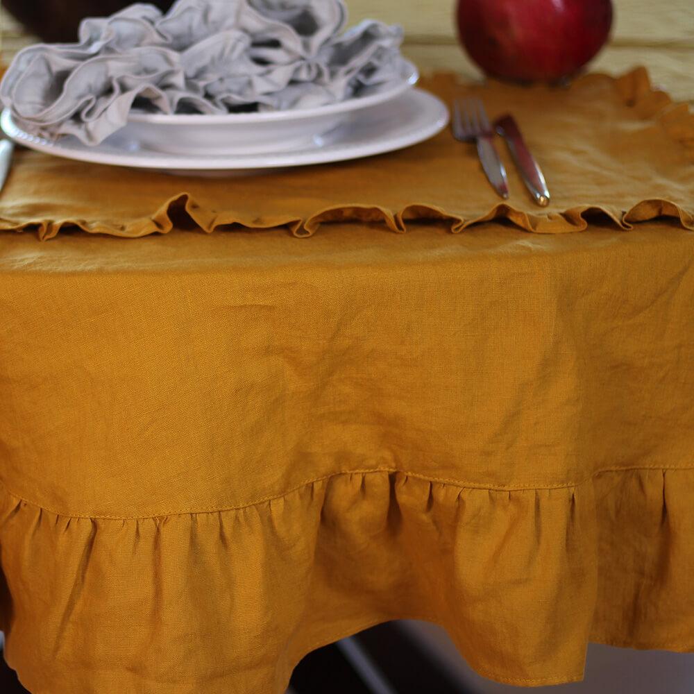 Linen Ruffles Tablecloth