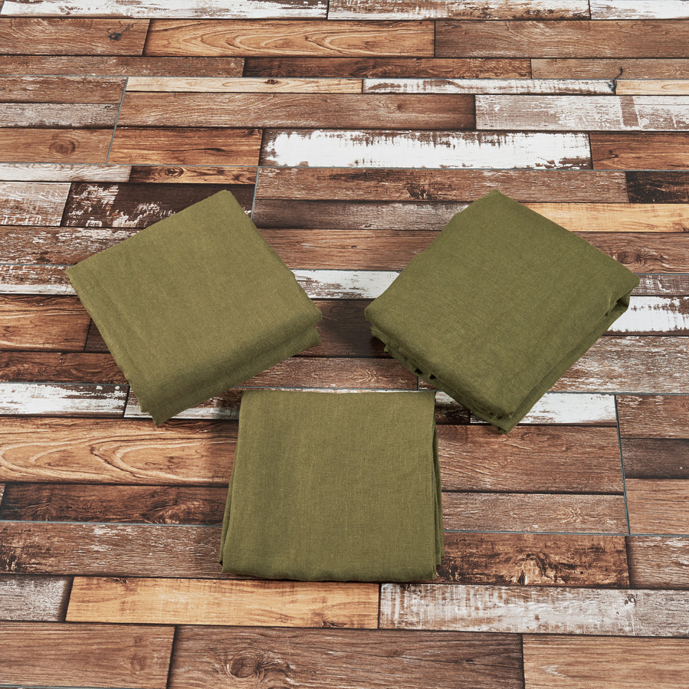 100 % Linen Sheets Set Green Olive