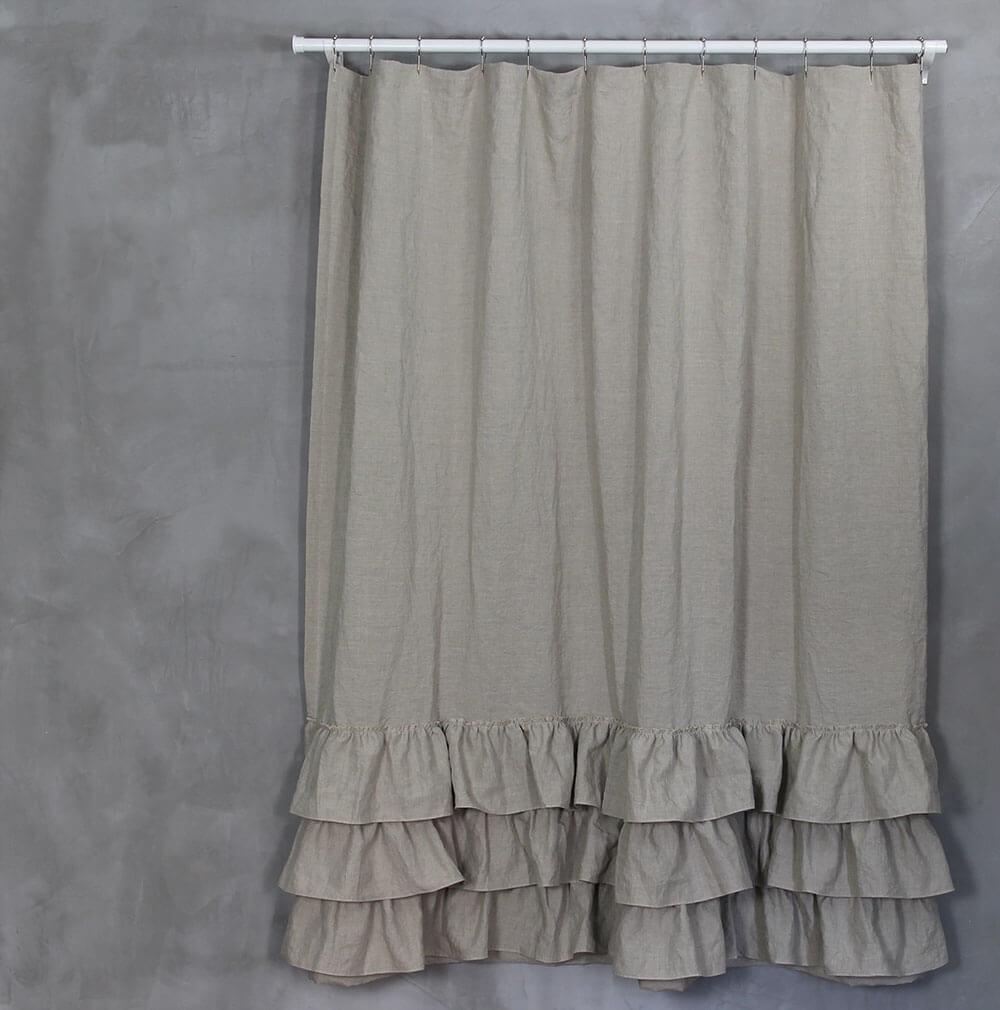 Ruffles Linen Shower Curtain