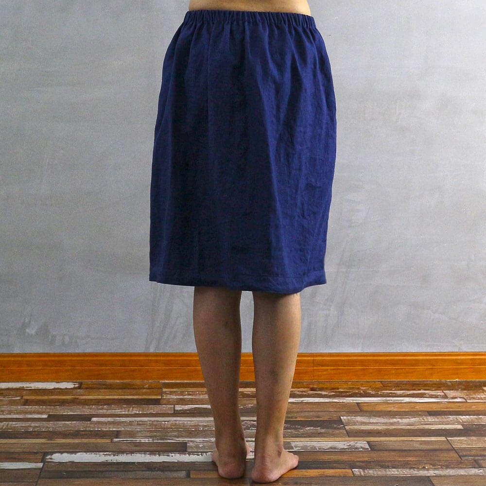 Side Buttoned Linen Skirt