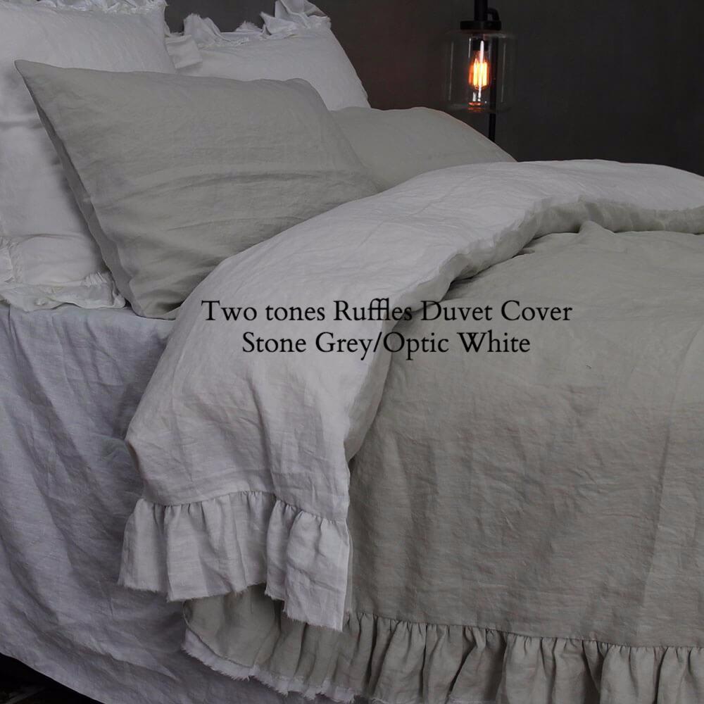 Two Tones Ruffles Duvet Cover