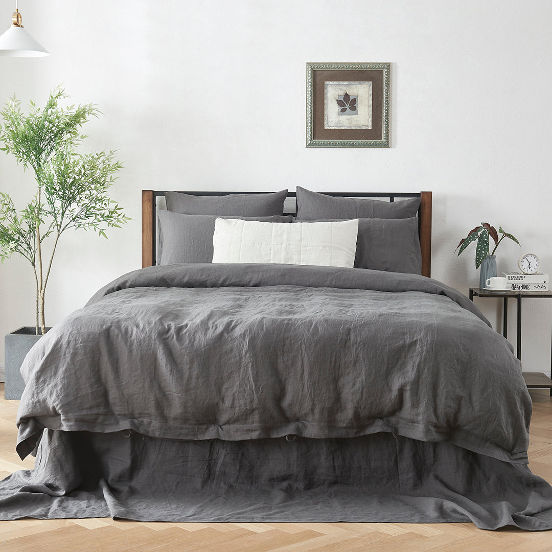 Linen Duvet Cover Lead Grey