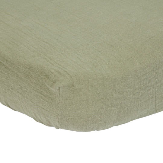 Fitted sheet 70x140/150 Muslin Olive Image 1
