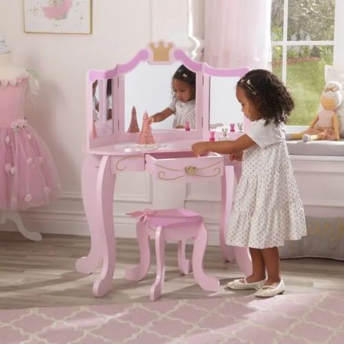 Set vanity en bois rose Little Dutch