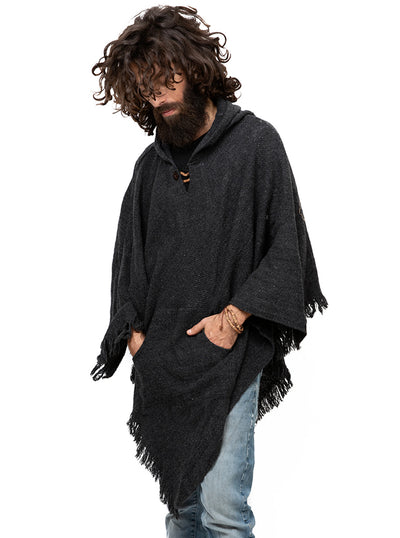 black hooded poncho mens