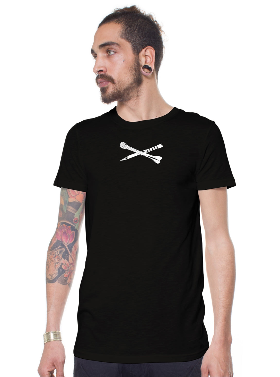 Cross Bone And Dagger Fox Pirate Print T Shirt In Black Urban