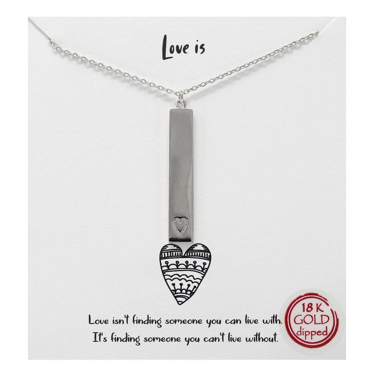 Tell Your Story Love Is Bar Pendant Simple Chain Necklace