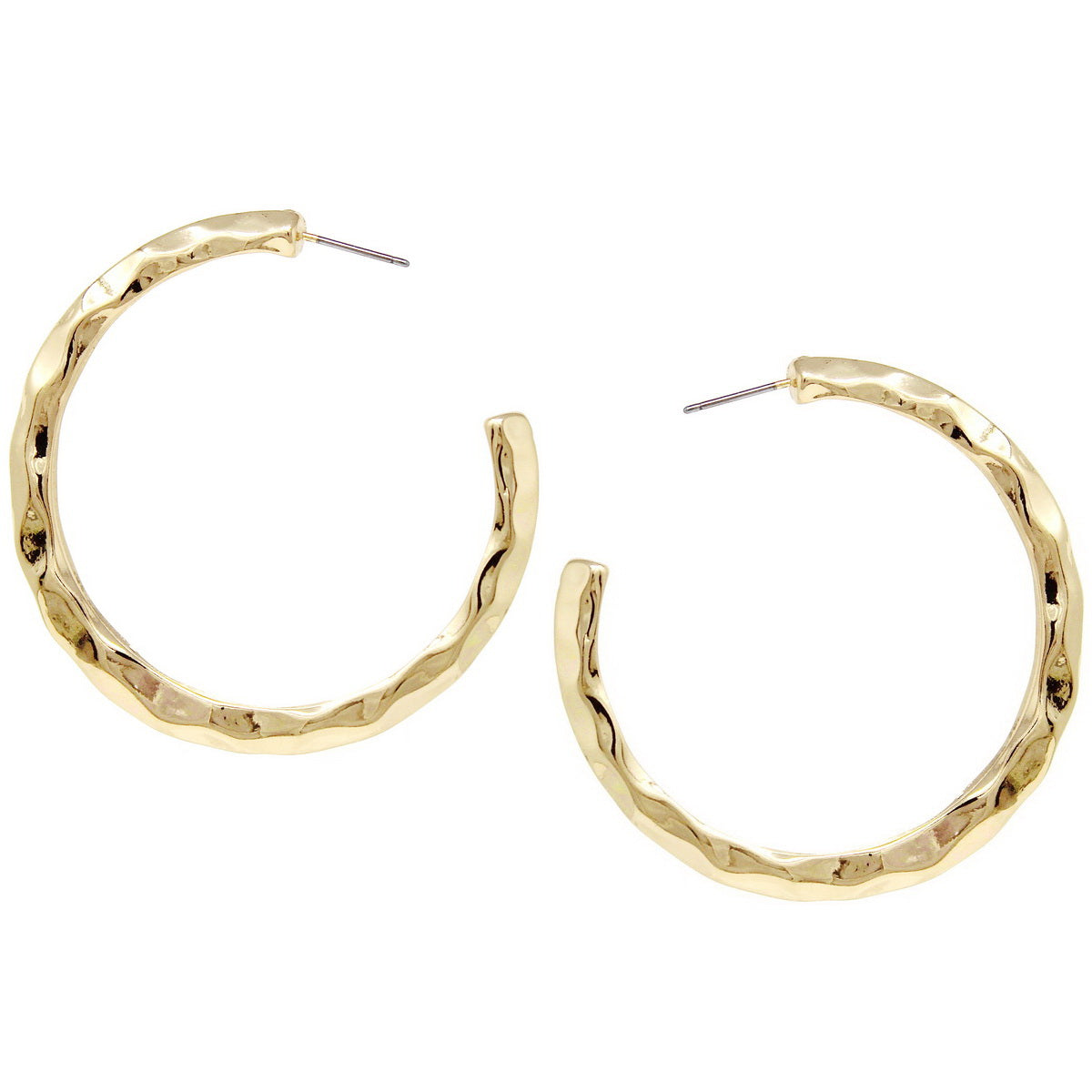 Hammered Metal Hoop Earrings 