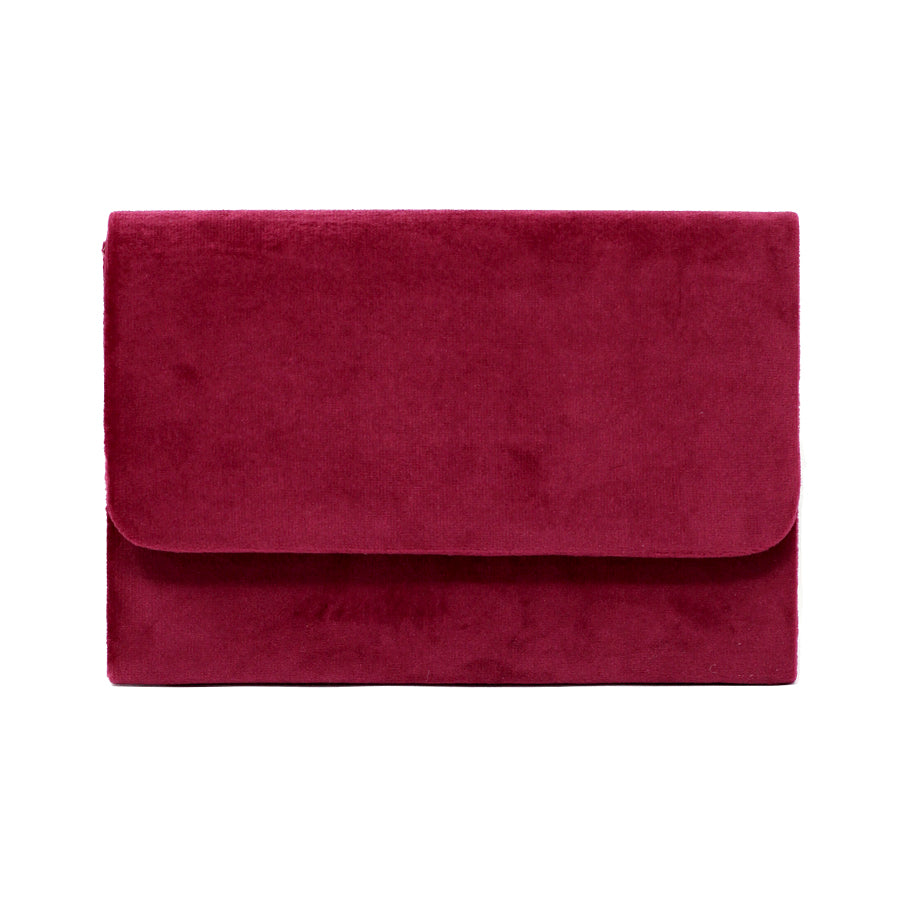 Burgundy Velvet Clutch with Copper and Semi-Precious Stones