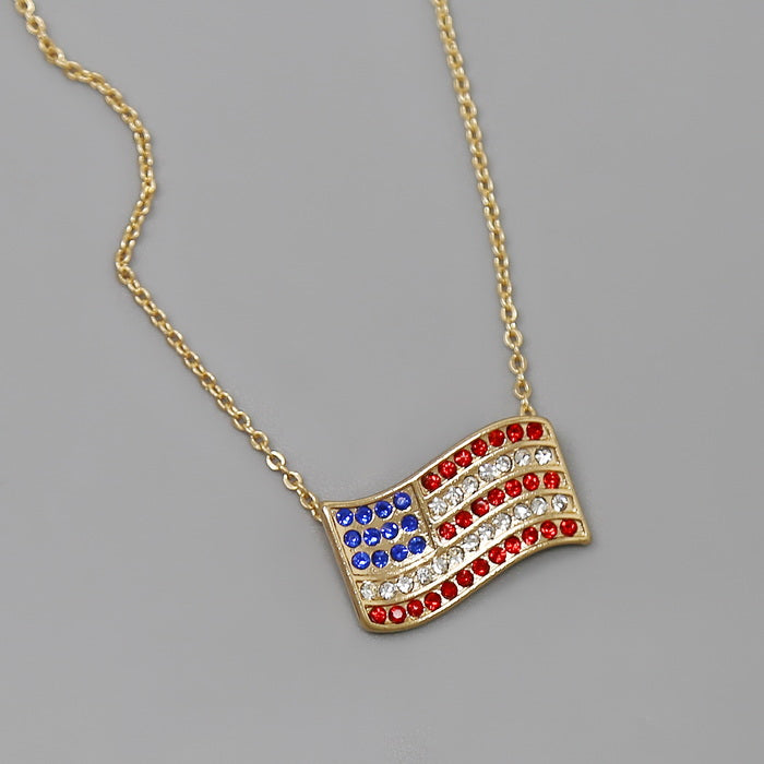 American Flag Enamel Pendant Short Necklace – US Jewelry House