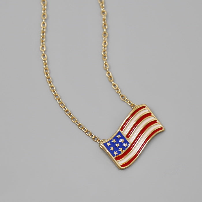 American Flag Enamel Pendant Short Necklace – US Jewelry House
