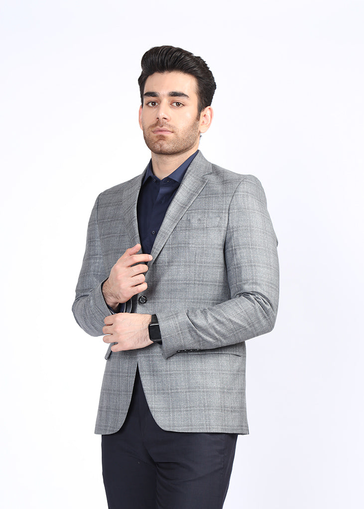 Light Grey Check Coat SF722361-LGR – RoyalTag