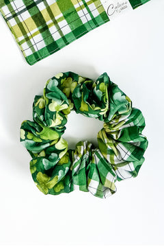 Shamrocks And Plaid Scrunchie