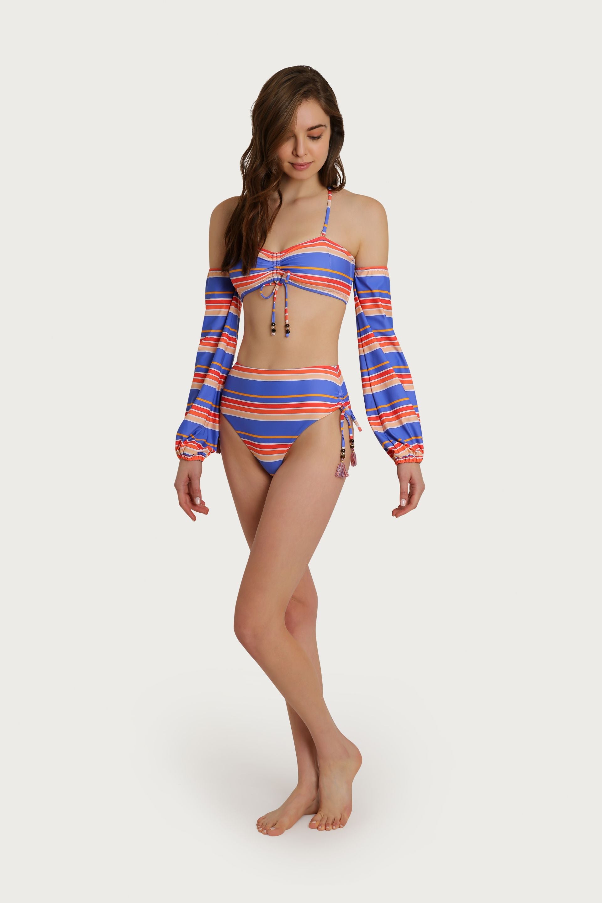 Sardinia Striped Long Sleeve Bikini Top