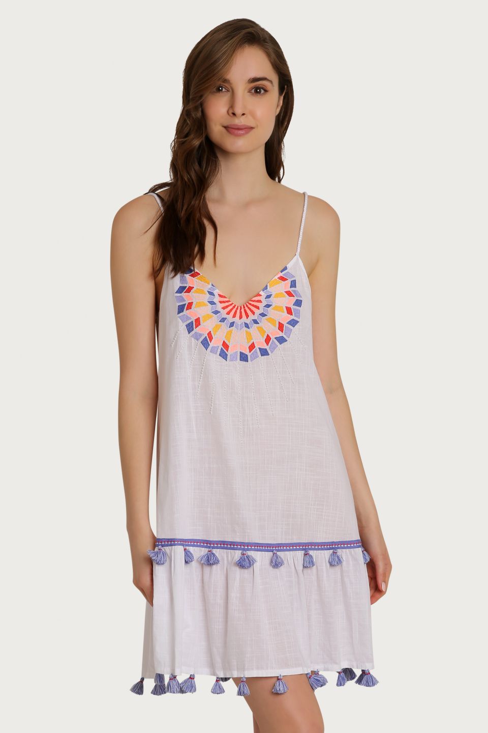 Sorrento Embroidered Tassel Tank Dress