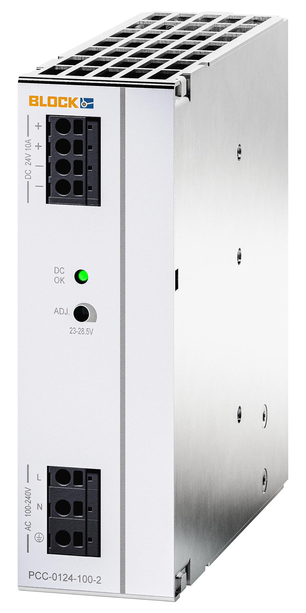 Block PCC-0124-100-2 PCC-0124-100-2 AC/DC DIN Rail Power Supply (PSU) 23V to 28.5V 1 Output 240 W 24 VDC 10 A