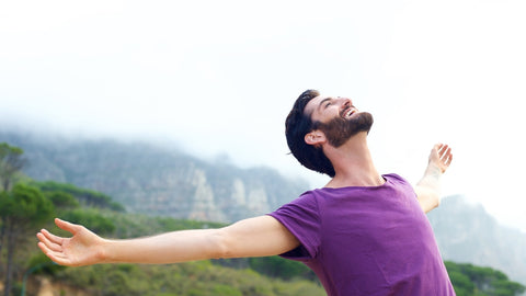 happy man with waist trimmer