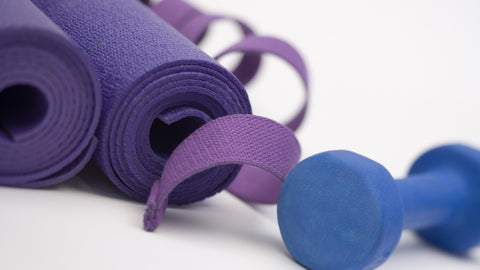 exercise mat and dumbell