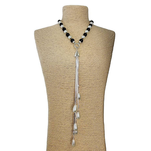 Limited Edition Pearl Necklace with Black Clover Design – Beady Boutique.com