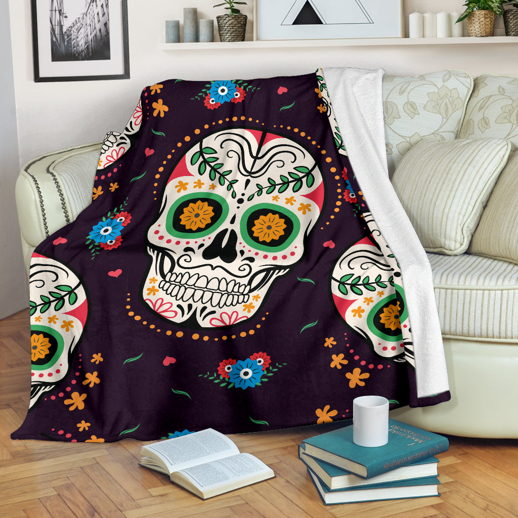 Yellow Eye Sugar Skull Throw Blanket