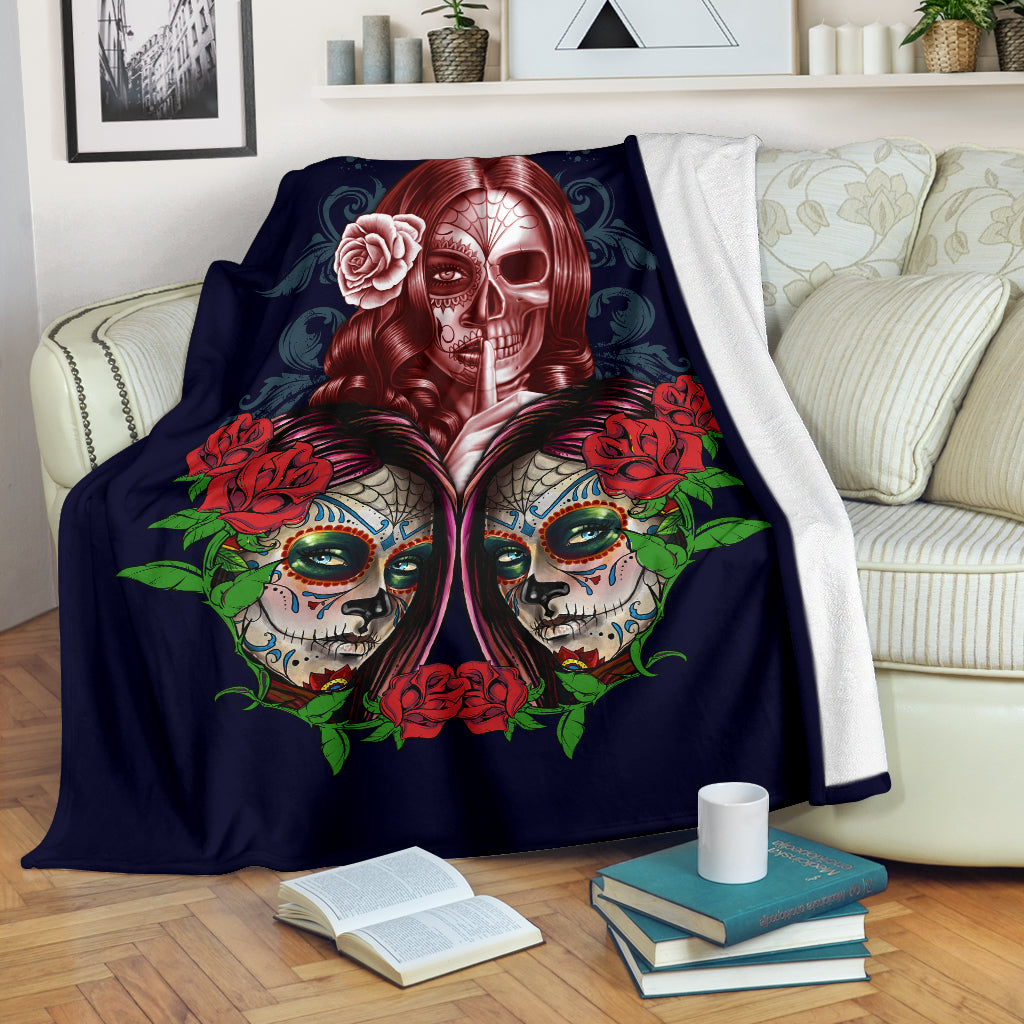 Whisper Sugar Skull Throw Blanket