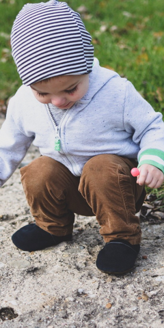 Cabooties solid black baby shoes for learning to walk